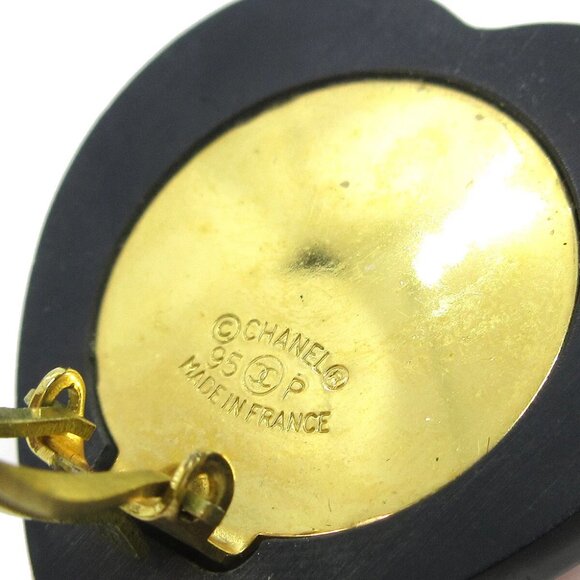 Chanel Heart Rhinestone Earrings Clip-On Red Black 95P GS02310e - Picture 4 of 4